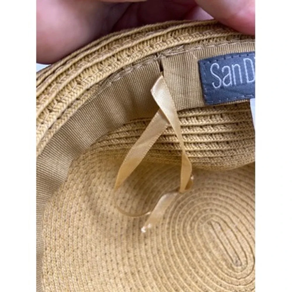 San Diego Hat Company Straw Cloche Hat Women OS Tan Black Bow Adjustable